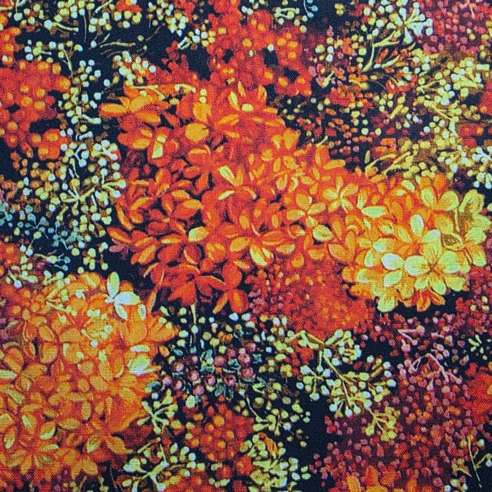 Keepsake Calico Fabric Orange Red Floral Autumn Cotton 42 x 1yd